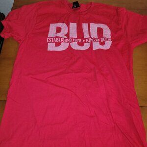 NWOT Budweiser King of Beers Graphic T-Shirt XL | Hanes Perfect-T Red Beer Tee